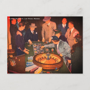 Vintage Roulette Szene, Las Vegas, Nevada Postkarte