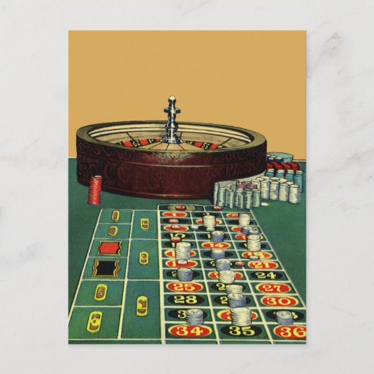 Vintage Roulette Table Casino Game, Gambling Chips Postkarte (Vorderseite)