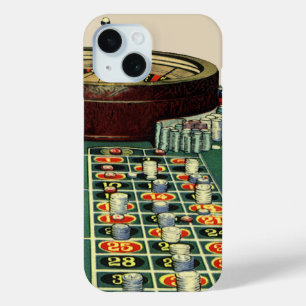 Vintage-Roulettetisch-Casino-Spiel, Glücksspiel-Ch iPhone 15 Hülle