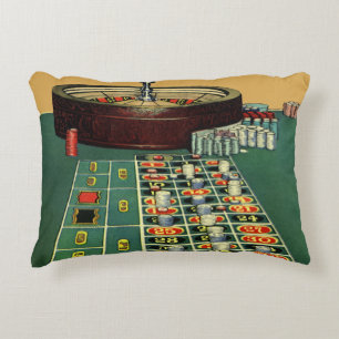Vintage-Roulettetisch-Casino-Spiel, Glücksspiel-Ch Dekokissen