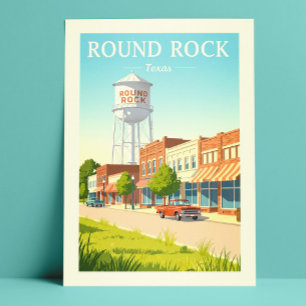 Vintage Round Rock Texas Postkarte