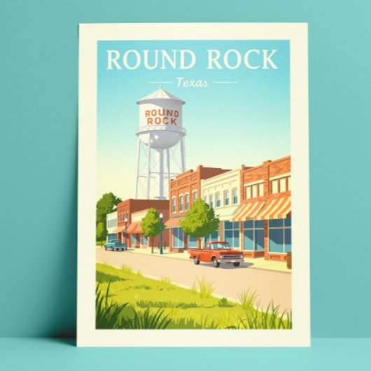 Vintage Round Rock Texas Postkarte