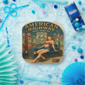 Vintage Route 66 American Highway Pappteller (Party)