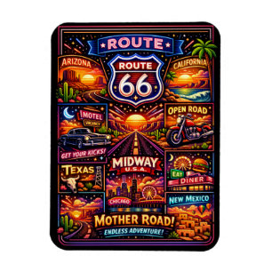 Vintage Route 66 Americana Reisemitrel Magnet