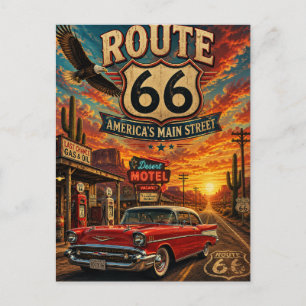 Vintage Route 66 Amerikas Hauptstraße Adler Retro Postkarte