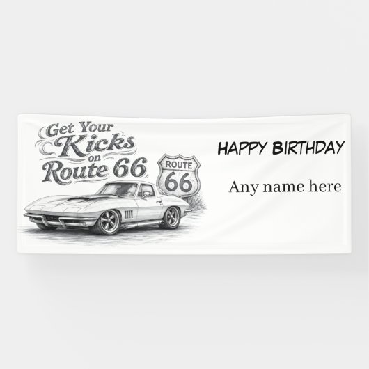 Vintage Route 66 anpassbares Banner (Horizontal)