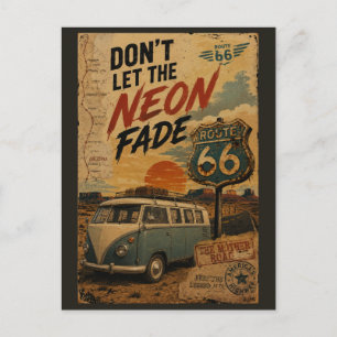 Vintage Route 66 Arizona Camper Van Neon Roadside Postkarte