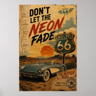 Vintage Route 66 Arizona Oldtimer-Roadtrip Poster