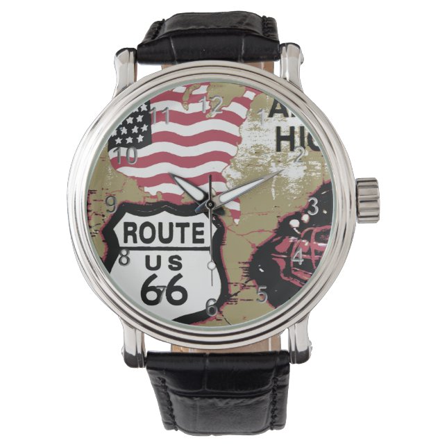 Vintage Route 66 Armbanduhr (Vorderseite)