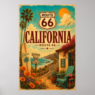 Vintage Route 66 California Küstenstraße Kunst Poster