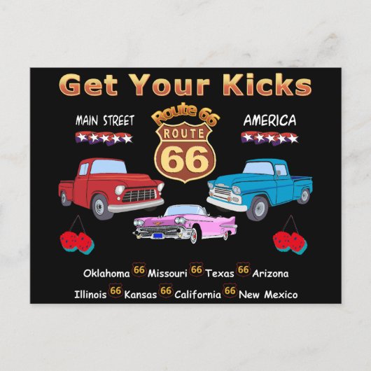 Vintage Route 66 der 50er Jahre Postkarte (Vorderseite)