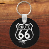 Vintage Route 66 Distressed Sign Americana Travel Schlüsselanhänger (Vorderseite)