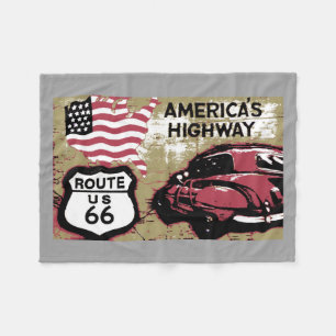Vintage Route 66 Fleecedecke