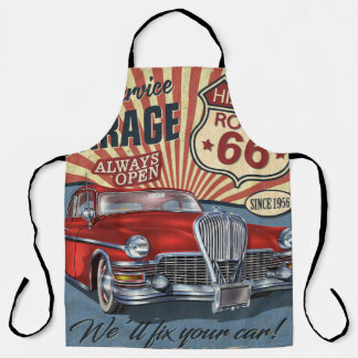Vintage Route 66 Garage retro poster with retro ca Schürze