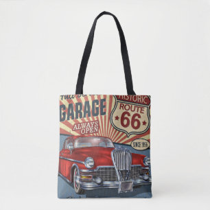 Vintage Route 66 Garage retro poster with retro ca Tasche