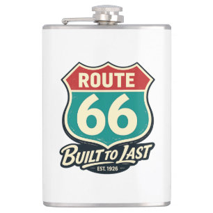Vintage Route 66 - Gebaut um zu bleiben Flachmann