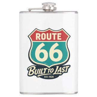 Vintage Route 66 - Gebaut um zu bleiben Flachmann