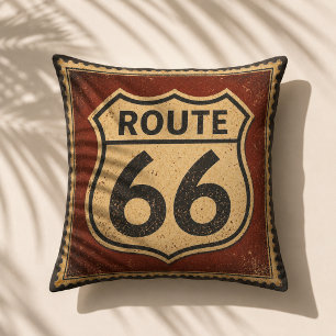 Vintage Route 66 Highway Schild Stempel Americana Kissen