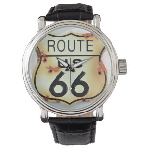 Vintage Route 66 Highway Verkehrsschild Armbanduhr