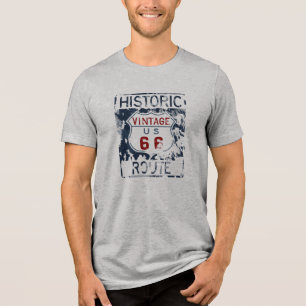 Vintage Route 66 Historische Highway-Karte Straßen Tri-Blend Shirt