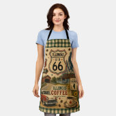 Vintage Route 66 Illinois Kaffee Schürze (Getragen)