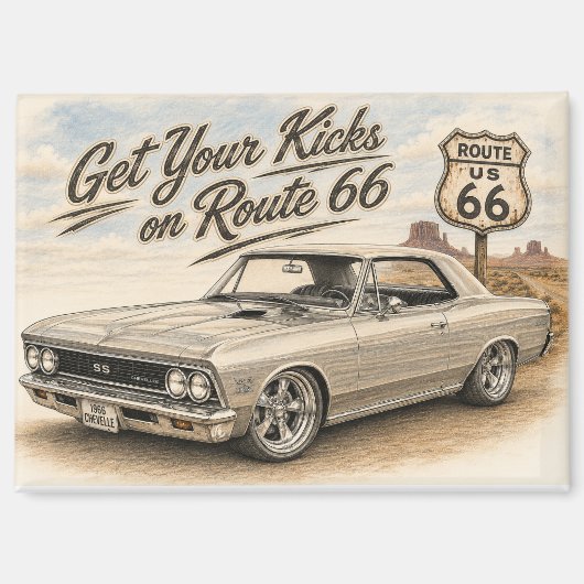 Vintage Route 66 Kühlschrankmagnet (Vorderseite)