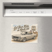 Vintage Route 66 Kühlschrankmagnet (In Situ (Geschirrspüler))