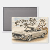 Vintage Route 66 Kühlschrankmagnet (Vorderseite/Rückseite)