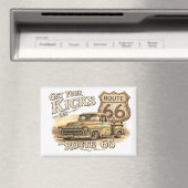 Vintage Route 66 Kühlschrankmagnet | (In Situ (Geschirrspüler))