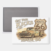 Vintage Route 66 Kühlschrankmagnet | (Vorderseite/Rückseite)