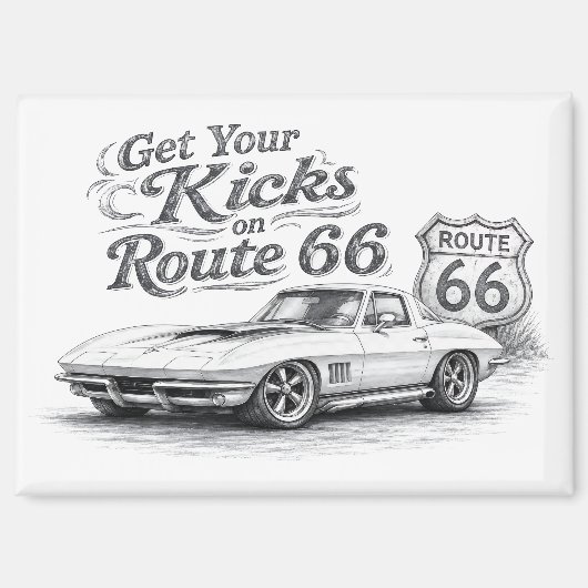 Vintage Route 66 Kühlschrankmagnet | (Vorderseite)