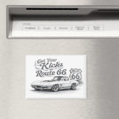 Vintage Route 66 Kühlschrankmagnet | (In Situ (Geschirrspüler))