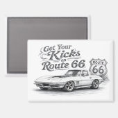 Vintage Route 66 Kühlschrankmagnet | (Vorderseite/Rückseite)