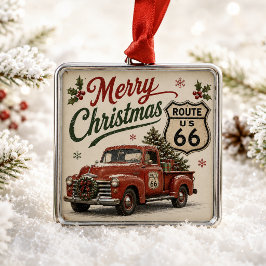 Vintage Route 66 Lastwagen Weihnachtsandenken Ornament Aus Metall
