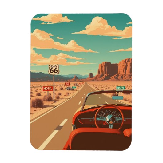 Vintage Route 66 Magnet (Vertikal)