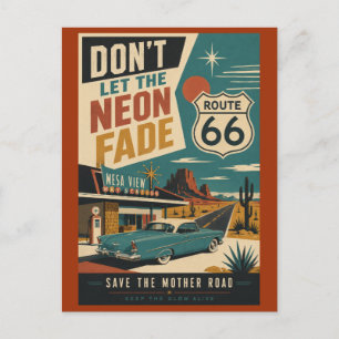 Vintage Route 66 Motel - Erhaltung klassischer Aut Postkarte