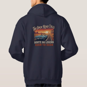 Vintage Route 66 Muscle Car Kapuzenpullover Hoodie