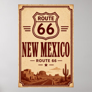 Vintage Route 66 New Mexico Roadtrip-Kunst Poster