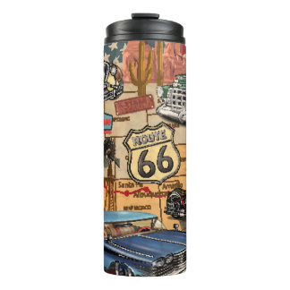 Vintage Route 66, nostalgischer Poster. Thermosbecher