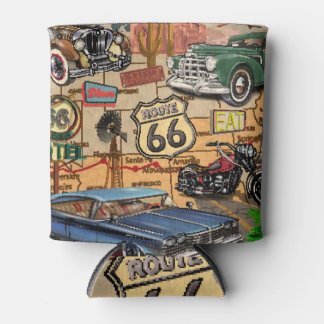 Vintage Route 66, nostalgisches Poster. Dosenkühler