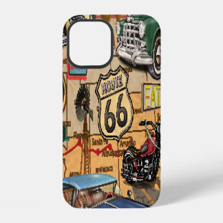 Vintage Route 66, nostalgisches Poster. iPhone 12 Hülle