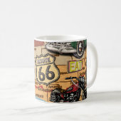 Vintage Route 66, nostalgisches Poster. Kaffeetasse (VorderseiteRechts)