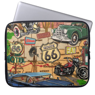 Vintage Route 66, nostalgisches Poster. Laptopschutzhülle