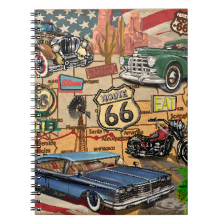 Vintage Route 66, nostalgisches Poster. Notizblock