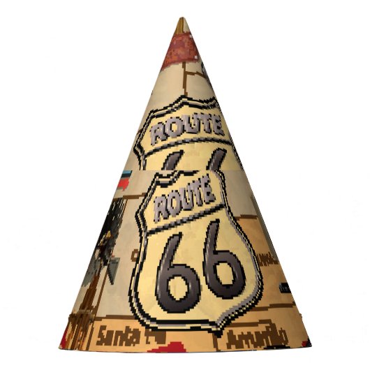 Vintage Route 66, nostalgisches Poster. Partyhütchen (Vorderseite)