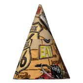 Vintage Route 66, nostalgisches Poster. Partyhütchen (Rechts)