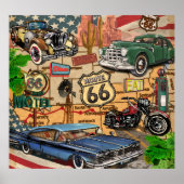 Vintage Route 66, nostalgisches Poster. Poster (Vorne)