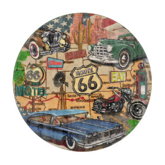 Vintage Route 66, nostalgisches Poster. Schneidebrett