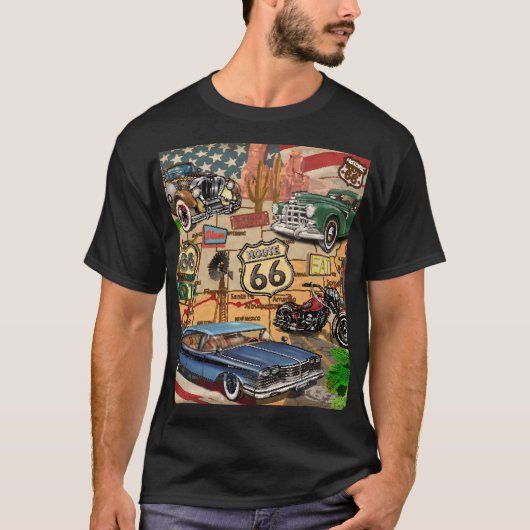 Vintage Route 66, nostalgisches Poster. T-Shirt (Vorderseite)
