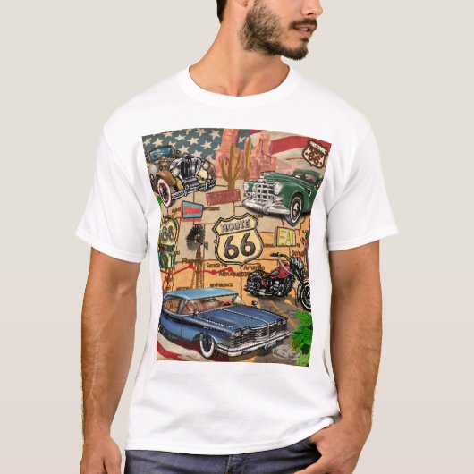 Vintage Route 66, nostalgisches Poster. T-Shirt (Vorderseite)